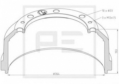 PE AUTOMOTIVE 01646600a -  Тормозной барабан